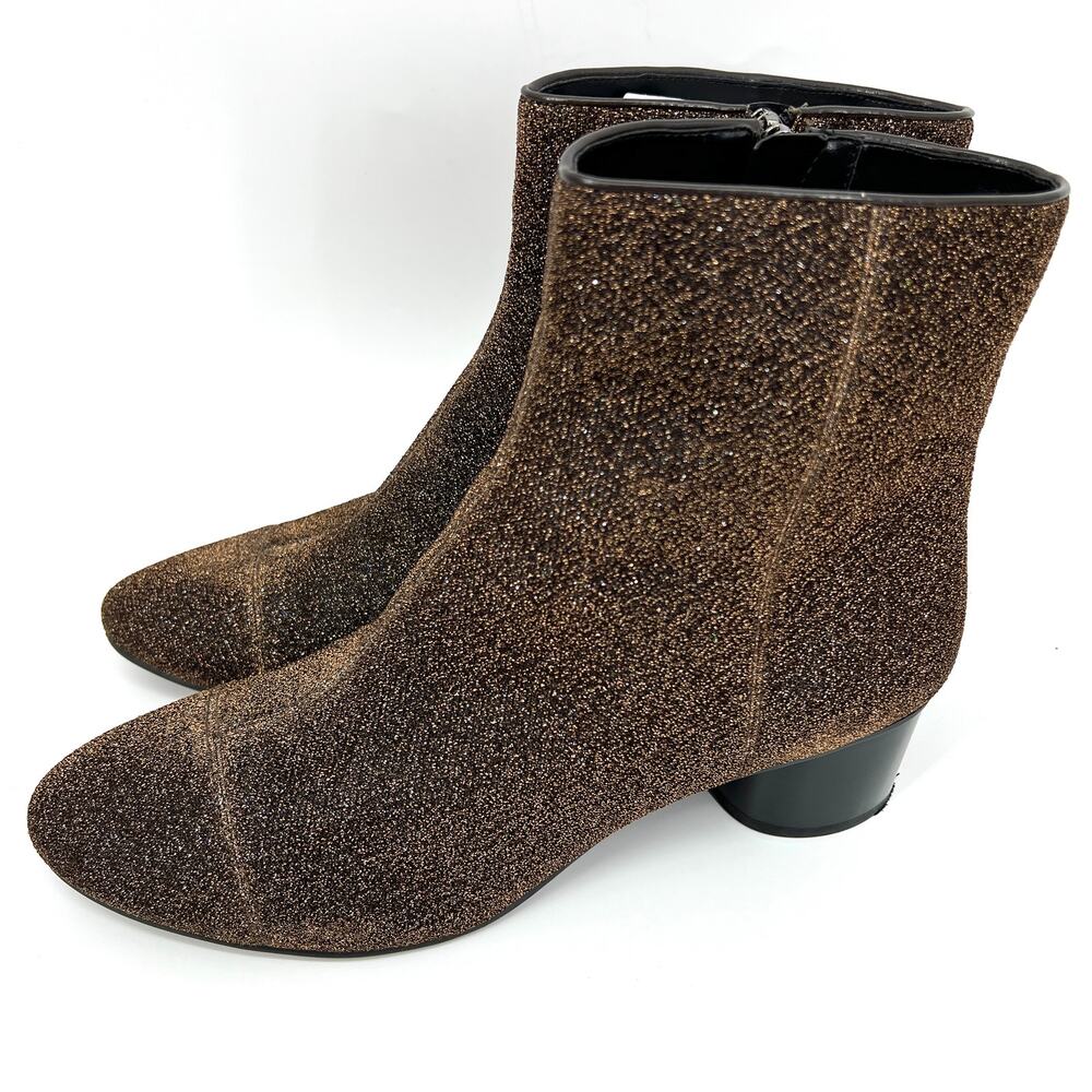 Nine West NEW Copper Glitter Ankle Boots Zip Up Size 10